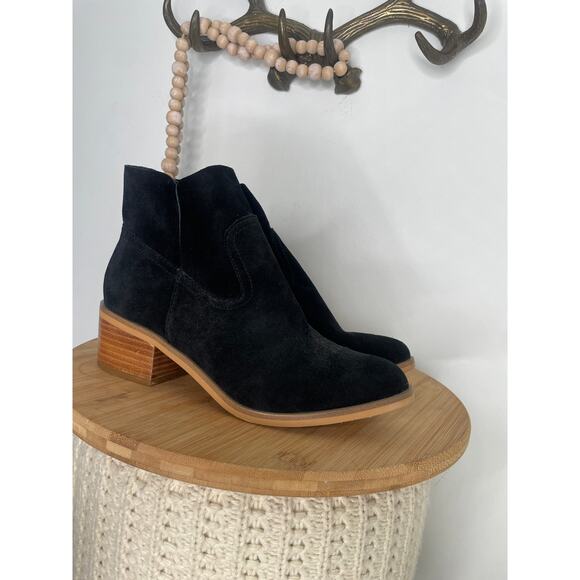 Steve Madden Leo Suede Leather Ankle Boots Size 7.5 Black Minimalist Western - Picture 3 of 10